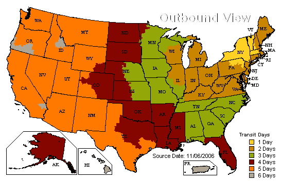 US Time in Transit Map